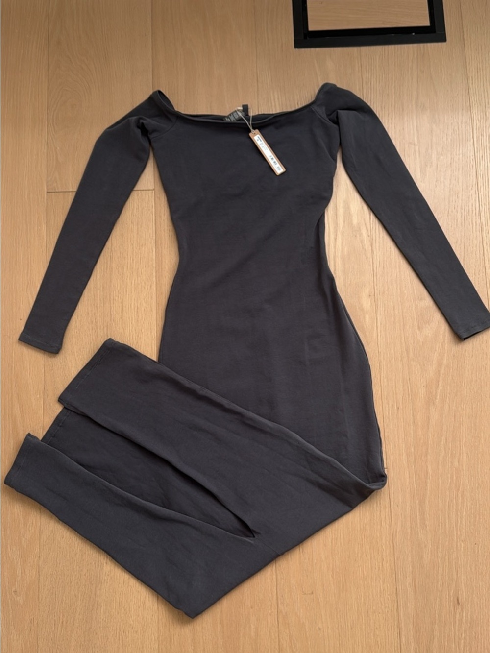 SKIMS Long Sleeve Off-Shoulder Bodycon Dress